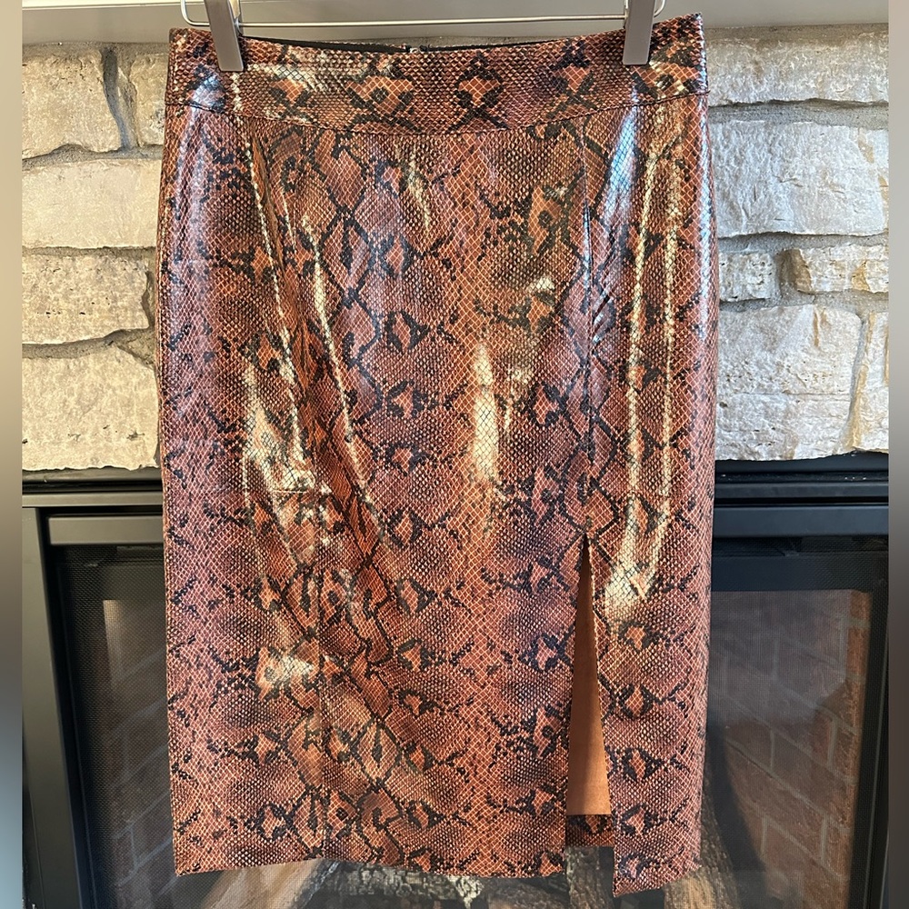EXPRESS x Negin Mirsalehi ($88)
Vegan Leather Snakeskin Print Midi
Skirt size 6